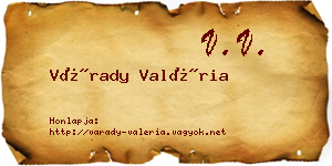 Várady Valéria névjegykártya